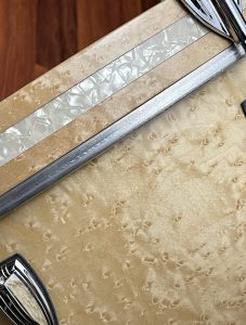 Ludwig Classic Maple Birdseye Downbeat Set Bass Hoop and veneer detail