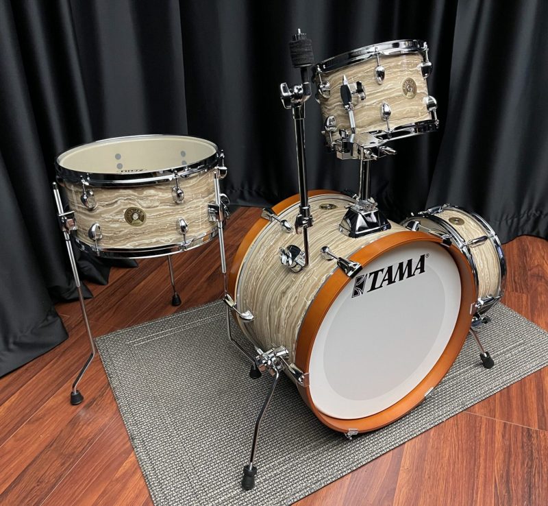 Tama Drums Club-Jam 4pc 10, 14f, 18, and Snare Cream Marble Wrap