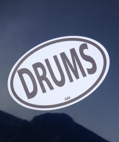 Drummer Gift DRUMS Car Magnet Black and White 4 1/2in. x 3in.