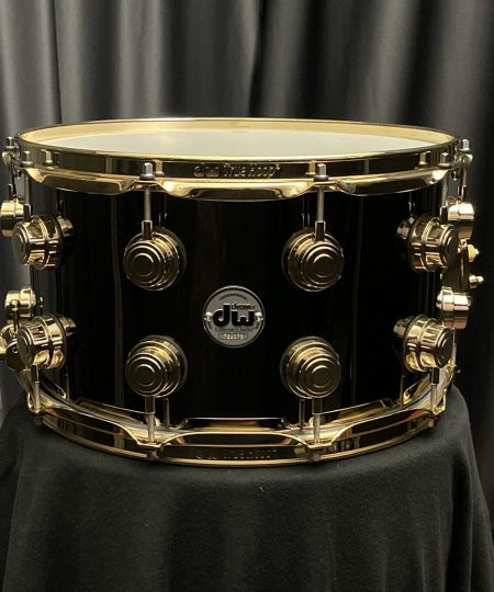 DW Drums Collector’s Series 8×14 Black Nickel Over Brass Snare Drum with Gold Hardware DRVB0814SVG