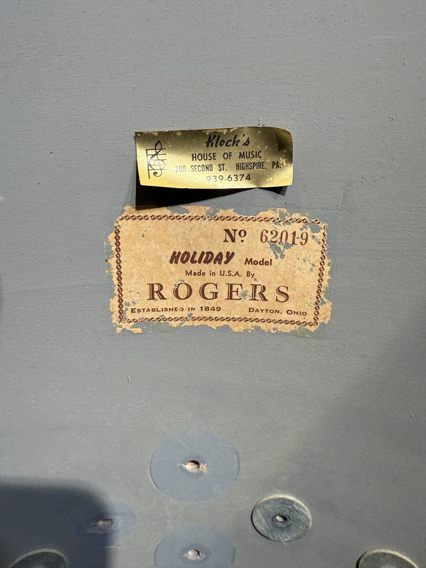 Rogers Vintage Drums Holiday 3pc Cleveland / Dayton Blue Sparkle Kit - Image 8