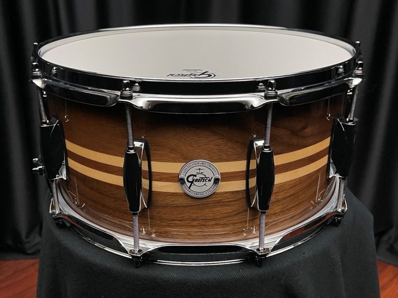 Gretsch Full Range 6.5x14 Walnut Snare Drum With Maple Inlays