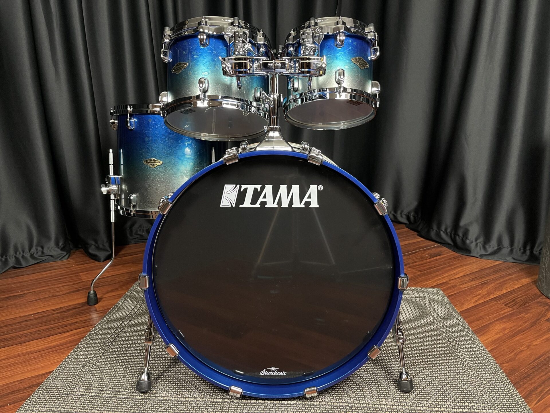 TAMA Drums Starclassic Walnut Birch Molten Blue Ice Fade 4pc Kit WBS42S MBI - Image 2