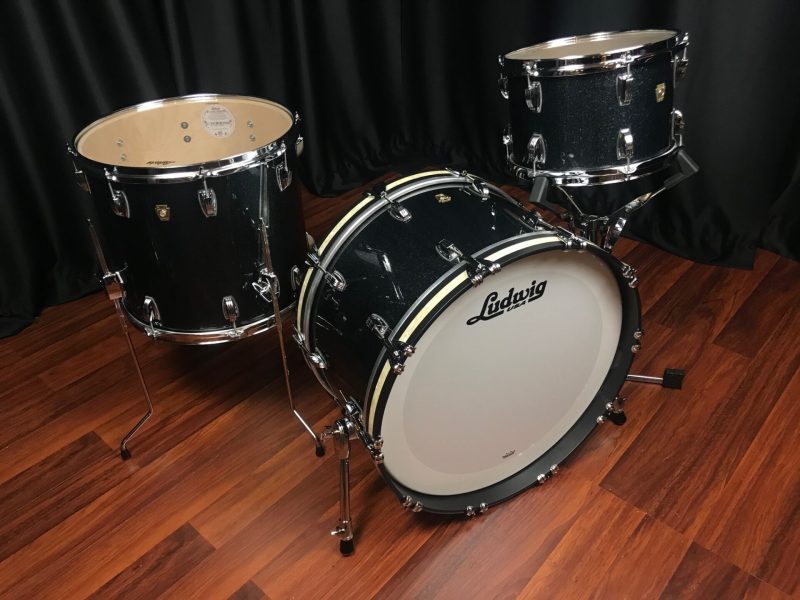 Ludwig drums sets USA Classic Maple Stingray II Black Sparkle 12x22, 8x12, 14x16 w/ Vintage Marine LUDCMSRIIBLKSPKLVMP