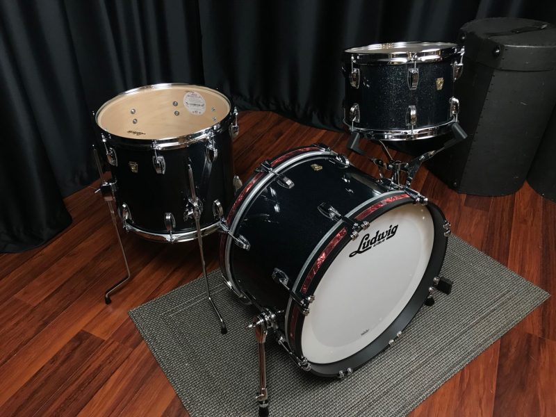Ludwig Classic Maple Stingray 3pc Black Sparkle 12, 14, 20 Kit