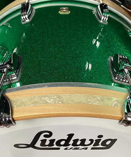Alternative view of Ludwig Classic Maple Green Sparkle Fab w/ Vintage White Marine Bass Hoop Inlays LUDSGSPFAB