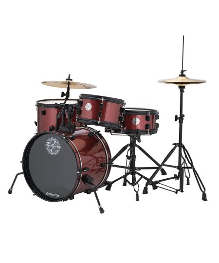 Ludwig Jr. Drum Set Pocket Kit by Questlove Complete with Hardware, Cymbals, Throne Wine Red Sparkle