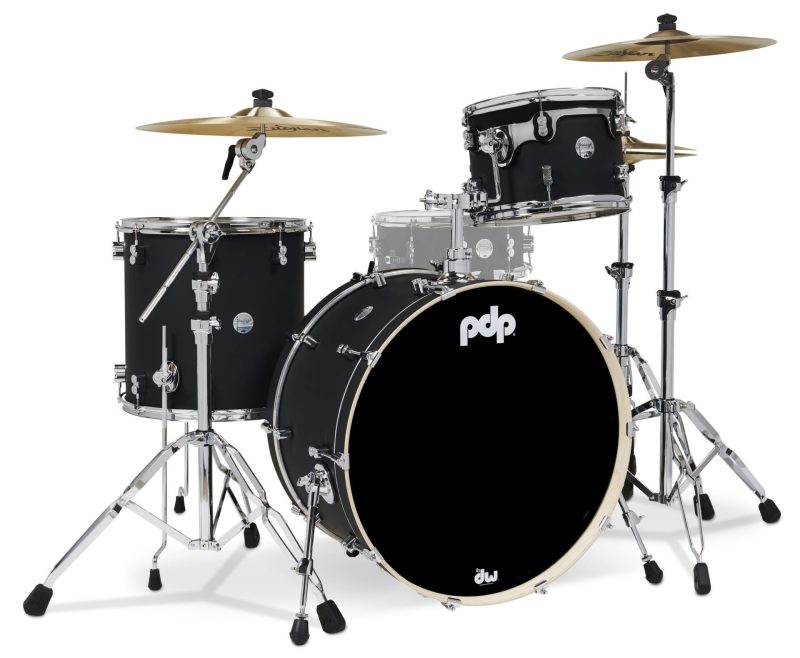 PDP Drums Concept Maple CM ROCK Kit 13, 16, 24 Satin Black FinishPly