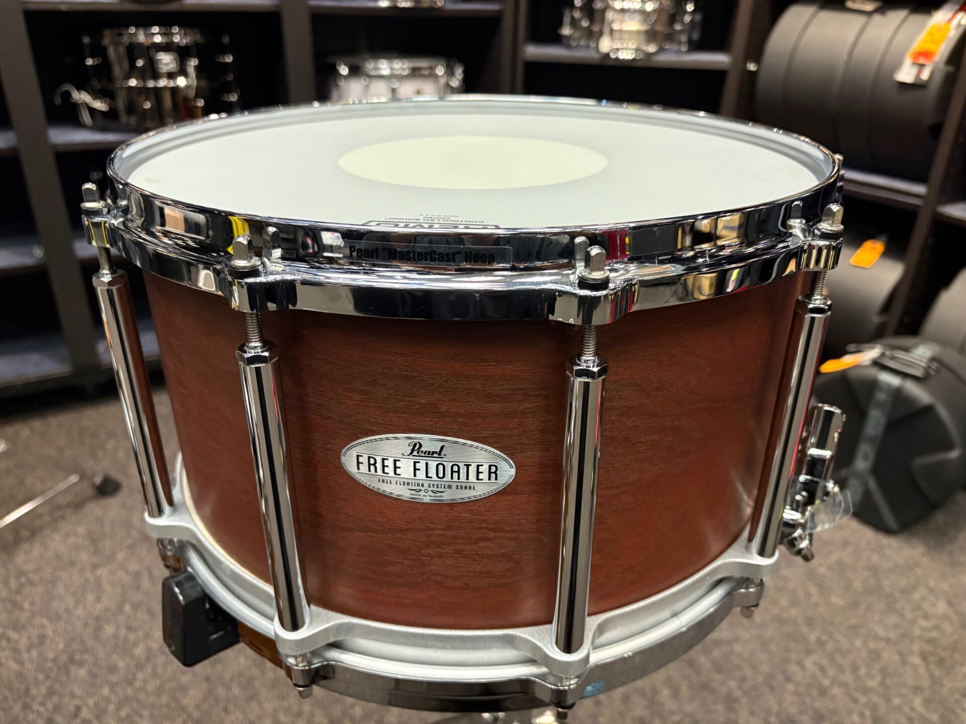 Pearl Used FFS 8 x14 African Mahogany Free Floating Snare Drum - Image 5