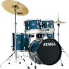Tama Imperialstar Hairline Blue 18in. Bass 5pc Set IE58CHLB Complete with Hardware, Meinl Cymbals, Throne