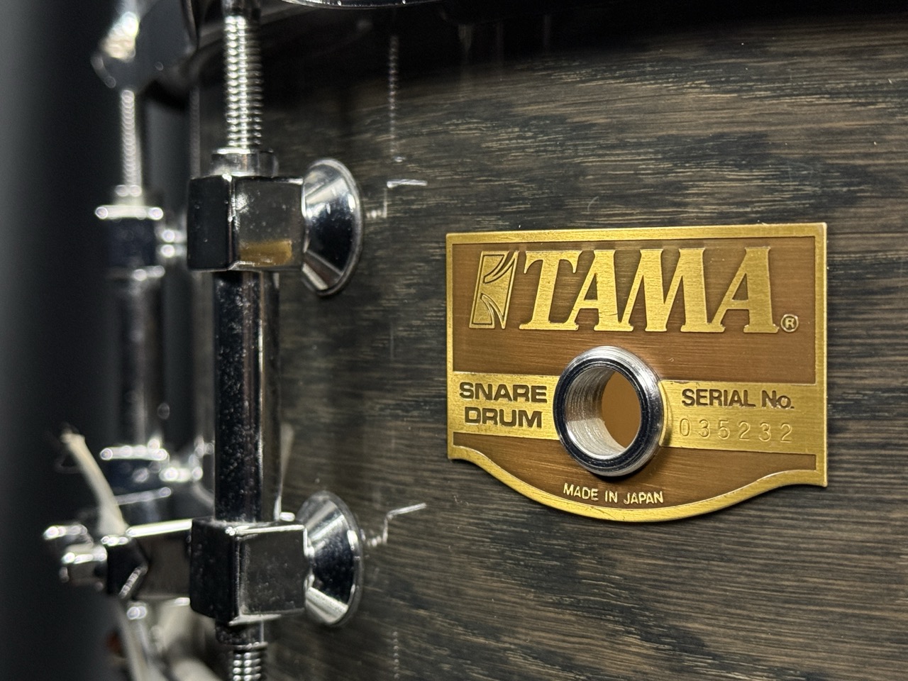 Tama MIJ Artwood Oak 5.5x14 Snare Drum Cherry Black Used - Image 4