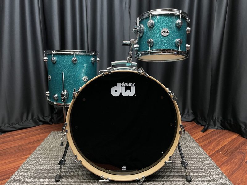 DW Drums Used Collector's Series 3pc Maple Set Teal Glass