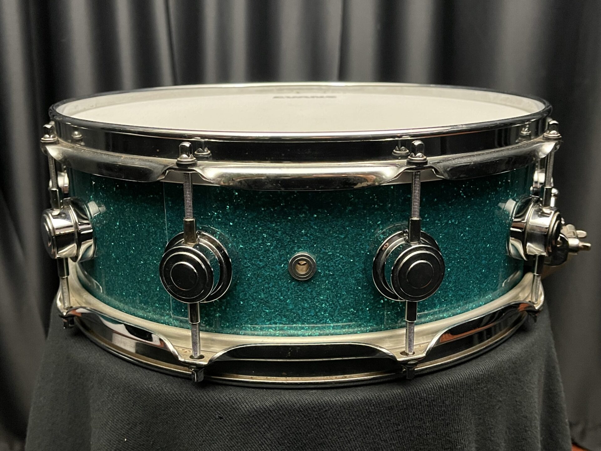 DW Used Drums 5x14 Drum Workshop Teal Glass Maple Snare Drum - Image 5
