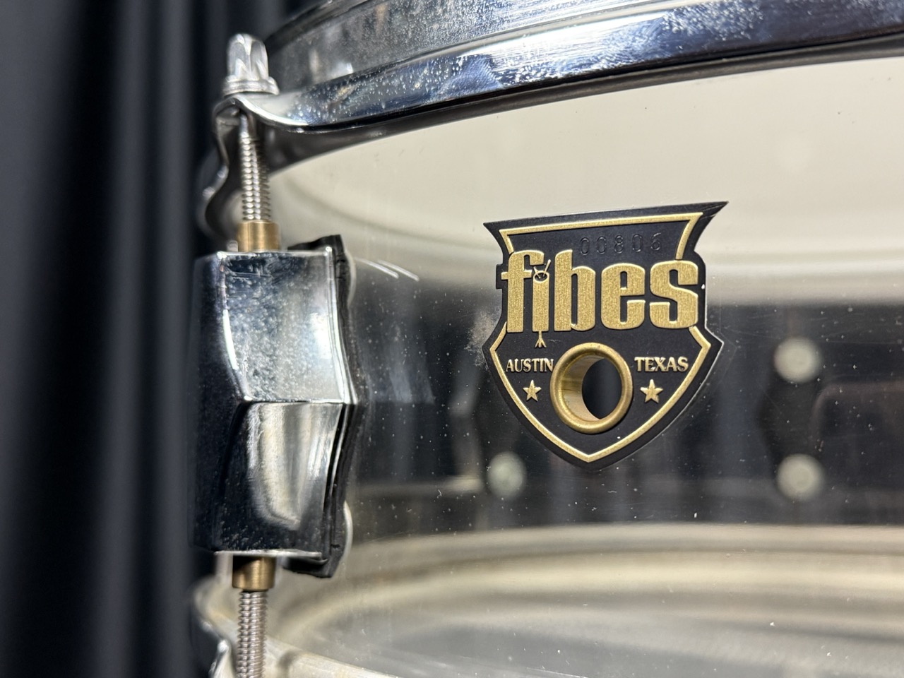 Fibes Drums Austin Crystalite 5x13 Clear Acrylic Snare Drum - Image 5