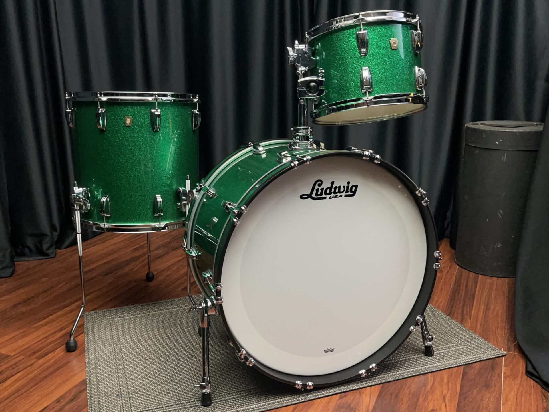 Ludwig Used Drums Sets USA Classic Maple Green Sparkle 13, 16, 24 Kit