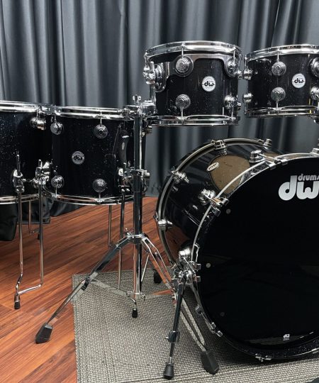 DW Used Drum Set Collector's Maple Lacquer Specialty Black Mirra 5pc Kit