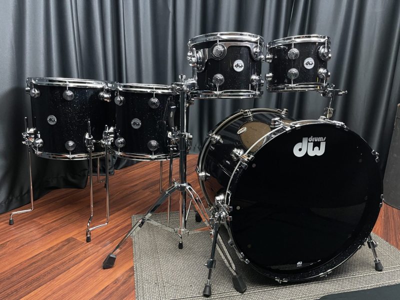 DW Used Drum Set Collector's Maple Lacquer Specialty Black Mirra 5pc Kit