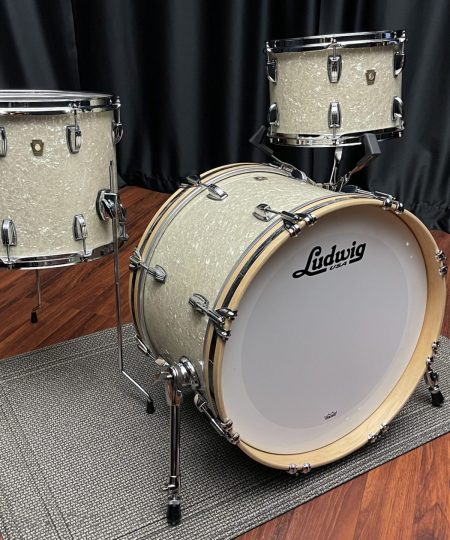 Alternative view of Ludwig USA Classic Maple Stingray 3pc Vintage White Marine 12, 14, 20 Kit