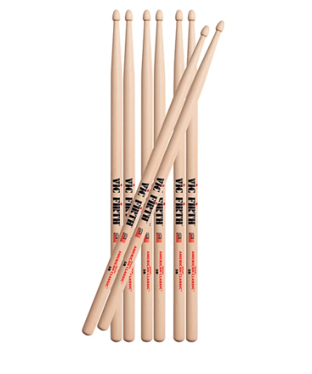 Vic Firth American Classic 5B Wood Tip 4 Pair Value Pack