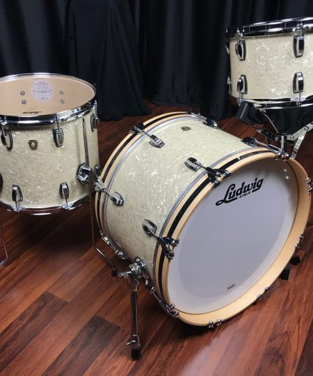 Alternative view of Ludwig USA Classic Maple Stingray 3pc Vintage White Marine 12, 14, 20 Kit
