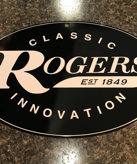 Rogers embossed Metal logo sign 8 in. x 12 in. RA-RMLS