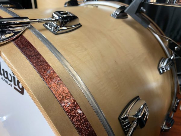 Ludwig Classic Maple Natural Satin 3pc Copper Inlay on Bass Drum Hoop
