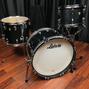 Ludwig Classic Maple USA Stingray Black Sparkle 3pc Kit with Silver Sparkle Accent Inlays