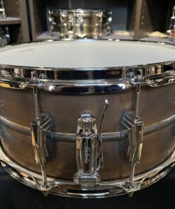Ludwig Copper Phonic six point five by fourteen inch Snare Drum Natural LC663 showing snare throw off