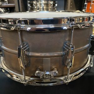 Ludwig Copper Phonic six point five by fourteen inch Snare Drum Natural LC663 showing snare butt