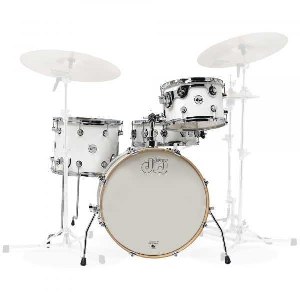 DW Drums Design Series Frequent Flyer Gloss White 4pc Kit 12, 14, 20, and Snare