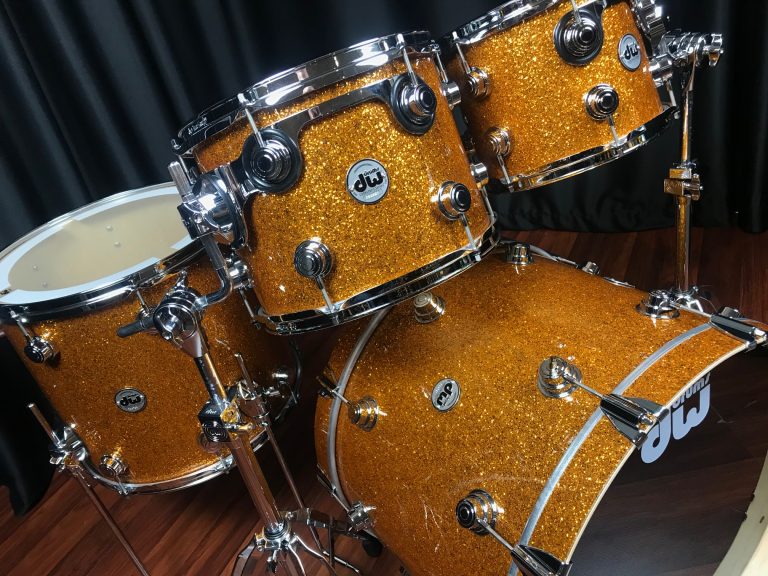 DW drums sets Collector's Pure Maple 333 Burnt Orange Glass Drum 4pc kit Dales Drum