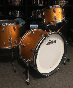 Ludwig Classic Maple Stingray Gold Sparkle three piece Kit With White Marine Bass Hoop Inlays