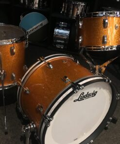 Ludwig Classic Maple Stingray Gold Sparkle three piece Kit With White Marine Bass Hoop Inlays
