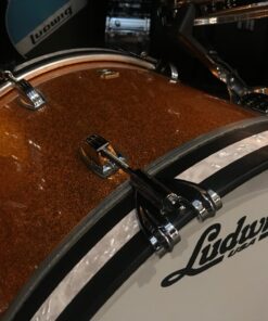 Ludwig Classic Maple Stingray Gold Sparkle three piece Kit With White Marine Bass Hoop Inlays