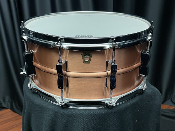 Ludwig brushed copper acro six point five by fourteen inch snare drum