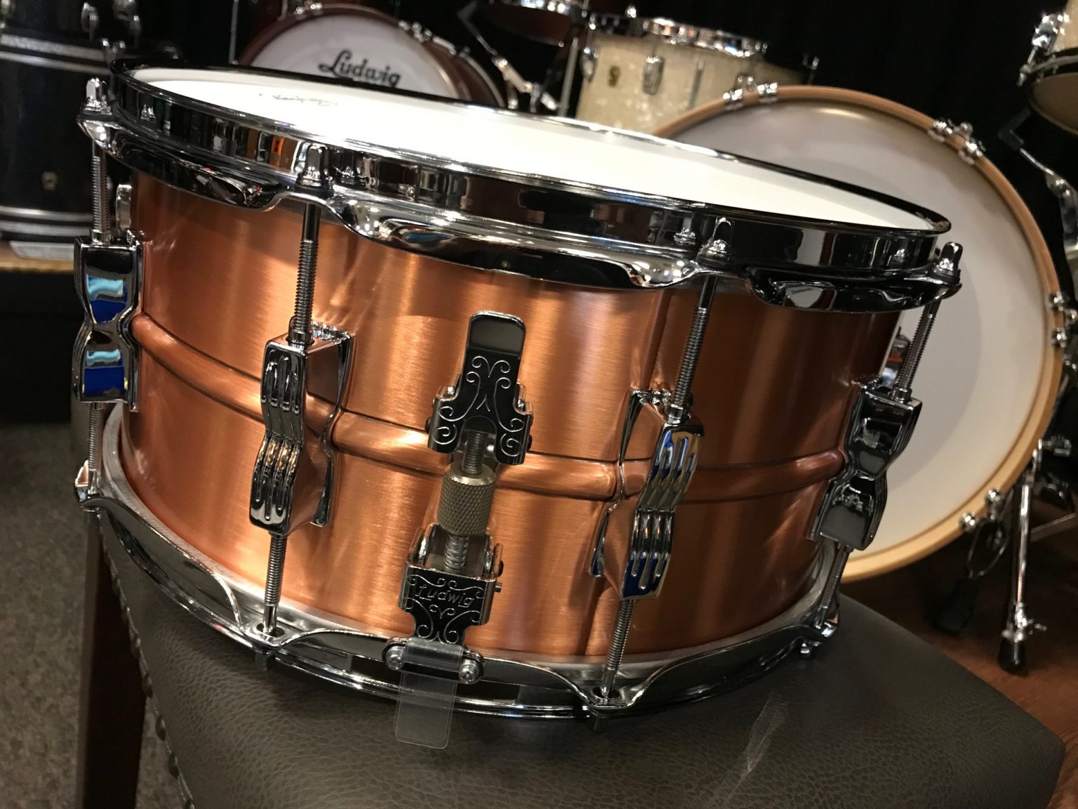 Ludwig drums Brushed Copper Acro 6.5 x 14" Snare Drum With P86 Throw