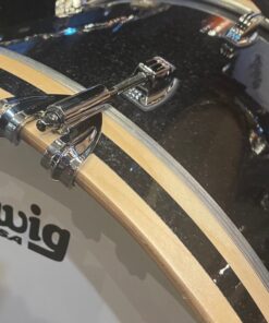 Ludwig Classic Maple Stingray three piece Black Sparkle Satin Natural  twelve inch tom fourteen inch floor tom twenty inch bass Kit bass hoop