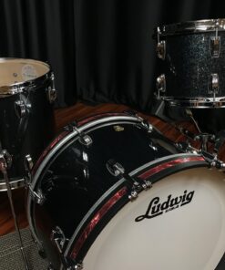 Ludwig Classic Maple Stingray 3pc Black Sparkle 12, 14, 20 Kit 8 Ludwig Classic Maple Stingray Black Sparkle twelve inch tom fourteen inch floor tom twenty inch bass