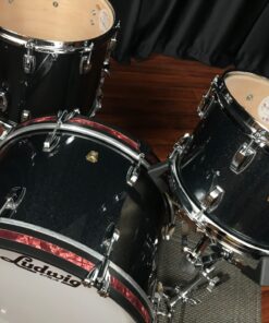 Ludwig Classic Maple Stingray 3pc Black Sparkle 12, 14, 20 Kit 9 Ludwig Classic Maple Stingray Black Sparkle twelve inch tom fourteen inch floor tom twenty inch bass from top front