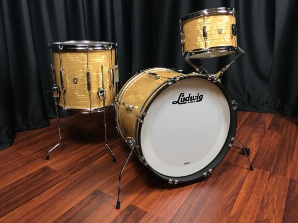 Ludwig USA Classic Maple Aged Onyx Kit Club Date Build Downbeat Front View