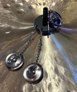 Gruv-X Sizzle Cymbal Effect Showing 3 Jingle Array With One Stowed on Magnet