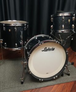 Ludwig Classic Maple Stingray 3pc Black Sparkle 12, 16, 20, Kit 10 Ludwig Classic Maple Stingray Black Sparkle twelve inch tom fourteen inch floor tom twenty inch bass Kit