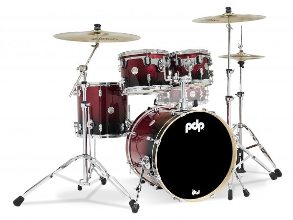 PDP Concept Maple 4pc Set Red and Black Fade Lacquer PDCM20FNRB