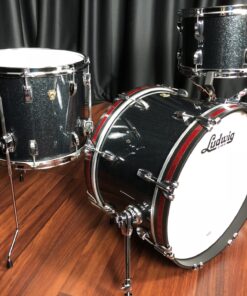 Ludwig Classic Maple Stingray 3pc Black Sparkle twelve inch tom fourteen inch floor tom twenty inch bass