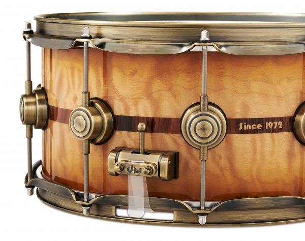 DW Drums 50th Anniversary Ltd. 6.5 x 14 Snare Persimmon and Spruce Burnt Toast Burst Lacquer Pre-Order