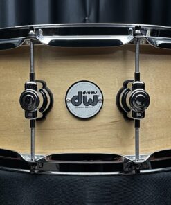 DW Design Series Maple 6x14 Snare Drum in natural wood finish with chrome shell hardware