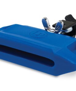 LP High Pitch Jam Block LP1205 is a blue plastic rectangular block with tapered edged and sound hole with black repositionable mounting bracket