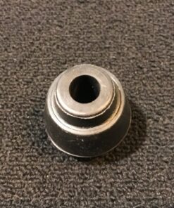 Tama 6564RT Vintage Spur Tip. conical black rubber tip with hole in center. approximately 2in. diameter. grooves on bottom