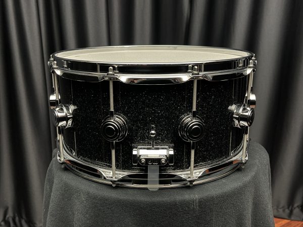 DW six point five by fourteen snare Drum Workshop Collector’s Pure Maple SSC Black Ice Snare Drum butt side