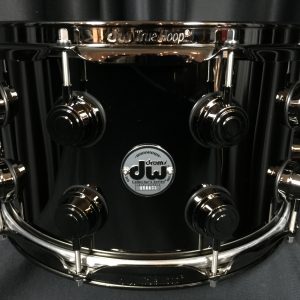 DW Collector's Series Black Nickel Over Brass 8x14 Snare Drum with black nickel hardware